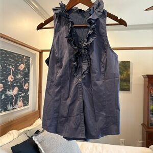 Ruffled Blue Sleeveless Top